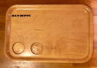 Vintage Olympic Airways Greek Airlines Wooden Serving Tray By Platex Sweden (nos)