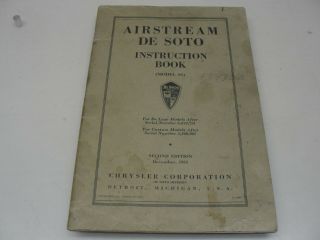 1935 Airstream Desoto Instruction Book Model S1