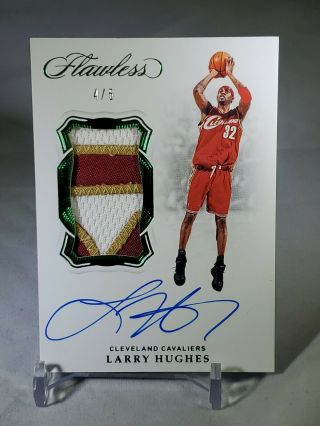 2018 - 19 Panini Flawless Emerald Vertical Patch Autograph Auto Larry Hughes 4/5