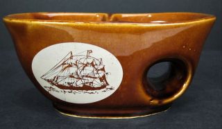Mohawk Glazed Ceramic Gentleman Shaving Mug Bowl Scuttle Tall Sailing Ship