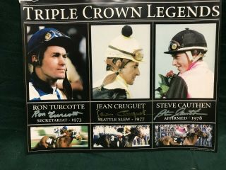 Triple Crown Legends Signed By Jockeys Of Secretariat,  Seattle Slew,  Affirmed