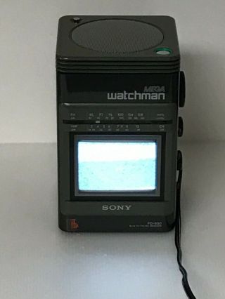 Vintage Sony Mega Watchman Fd - 500 B&w Tv - Fm/am Receiver Portable Tv Radio