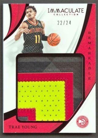 2018 - 19 Immaculate Remarkable Red Trae Young 3 - Color Patch Relic 22/24 Rookie Rc