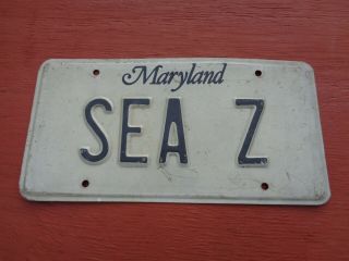 Vintage Maryland Md Vanity License Plate Sea Z