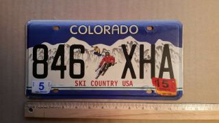 License Plate,  Colorado,  2015,  Ski Country Usa,  846 Snowboarder/skier Xha