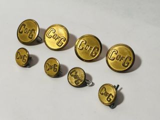 8 Vintage Central Of Georgia Railway Uniform Buttons Waterbury & Superior