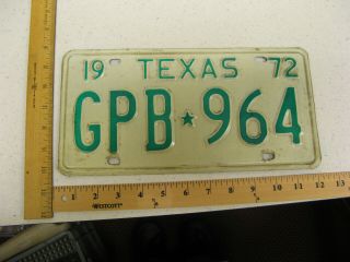 1972 72 Texas Tx License Plate Tag Gpb 964