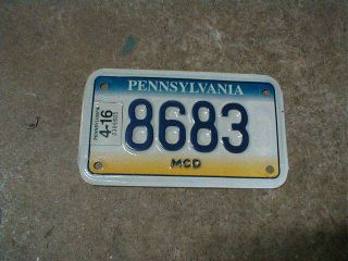 2016 Pennsylvania Motorcycle Dealer License Plate Mcd,  8683