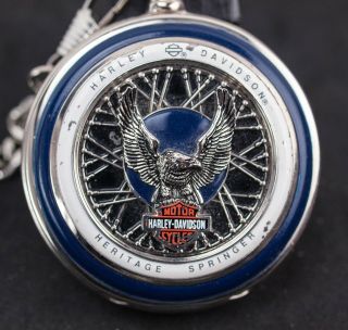 Harley Davidson Franklin " Heritage Springer " Softail Pocket Watch W/ Pouch