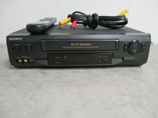 Sony Slv - N51 Vcr Player Vhs Video Recorder Hifi Stereo 4 Head With Remote,  Cords