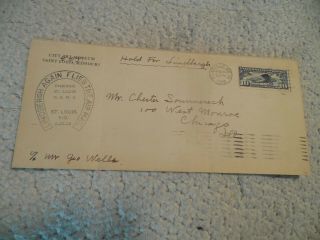 Charles Lindbergh 1928 Air Mail Flown Flight Cover Chicago Art Museum St.  Louis