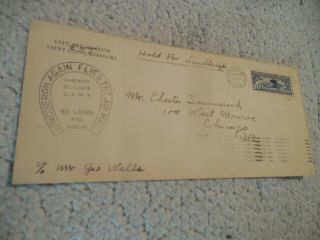 Charles Lindbergh 1928 Air Mail Flown Flight Cover Chicago Art Museum St.  Louis 2