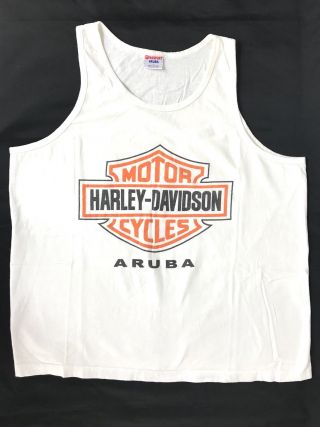 Vintage Harley Davidson Motorcycles Aruba Tank Top Sleeveless Shirt Womens Large