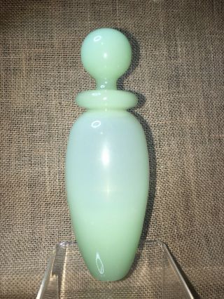 Jadeite Vintage Collectible Czech Glass Perfume Bottle With Stopper