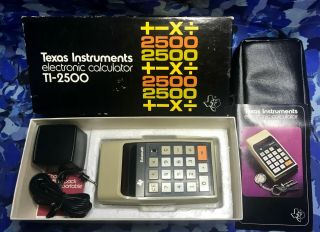 Texas Instruments Ti - 2500 Vintage Electronic Calculator 1973 Complete Box