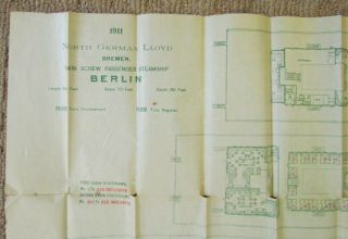 1911 GERMAN SHIP “BERLIN” CABIN PLANS (REPURPOSED 1914 FOR WWI LATER,  SS ARABIC) 2