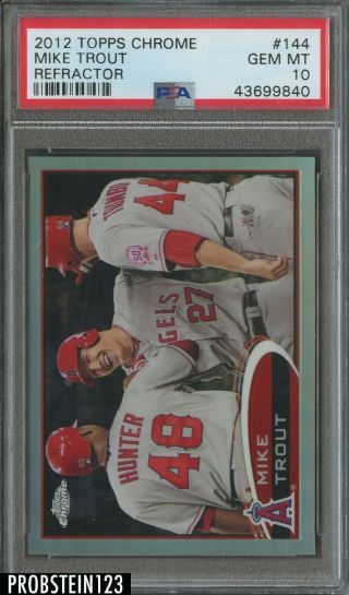 2012 Topps Chrome Refractor Mike Trout Angels Rc Rookie Psa 10 Gem