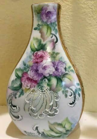 Vintage Hand Painted/decorated Porcelain Dresser Set,  Signed