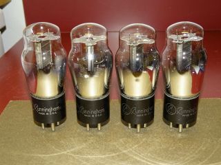 4 Vintage Cunningham Type 26 Radio/audio Tubes,  Strong On Amplitrex