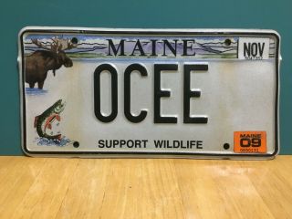 2009 Maine License Plate Ocee Support Wildlife Moose Fish