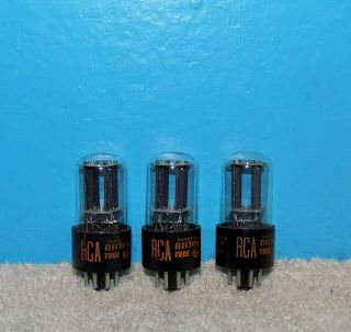 3 Rca 6sn7 / Gtb Tubes Staggered Black Plates D Getter Matched D/c 