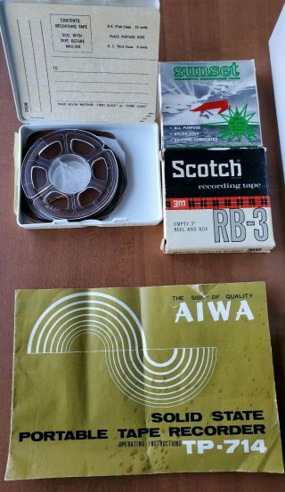 Vintage AIWA TP - 714 Portable Reel to Reel Tape Player Recorder with Microphone 2