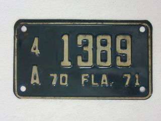 1970 - 1971 Florida Motorcycle License Plate Tag 4 - 1389 Pinellas County (i19)