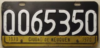 Argentina License Plate Tag - Neuquen With 1970 Attachment