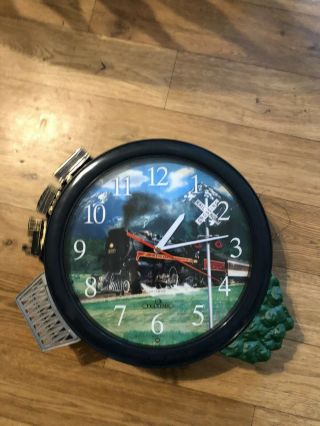 Hourly Action Train Clock Moving Railway Lights Motion & Sound Wall