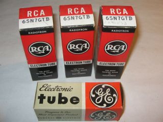 Four Rca Ge General Electric 6sn7gtb Nos Tubes Box