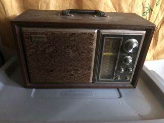 Vintage Sony High Fidelity Am/fm 2 Band Table Transistor Radio Icf - 9650w 1970s