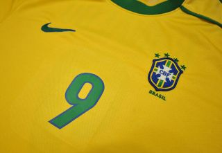 Nike Brazil Home National Team Football Shirt 1998 1999 2000 9 Ronaldo Size M