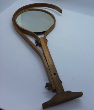 Collectible Rare Neck/hands Wood Shaving/vanity Mirror Vintage Antique