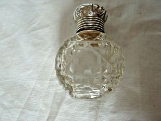 Scent Bottle Hand Cut Crystal & Sterling Silver Birmingham 1900