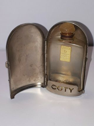 Vintage Coty Claimant Mini Perfume Bottle In Metal Presentation Case