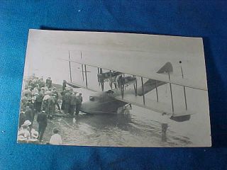 Early 20thc Glenn Curtiss,  Flying Boat Bi Plane America Real Photo Postcard 2