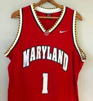 Vintage Nike Elite Maryland Terrapins Basketball Jersey 1 Large Red Dixon Blake