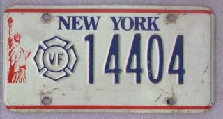 York Statue Of Liberty Volunteer Firefighter License Plate Vfd 14404