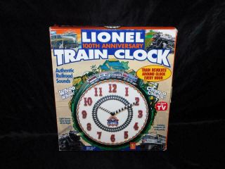 Lionel 100th Anniversary Train Wall Clock With Motion & Sound Railroad Chugs