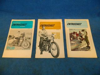 3 Harley Davidson Enthusiasts Magazines 1964 August October November