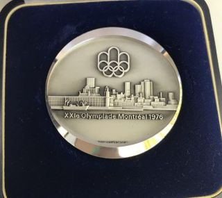 Official 1976 Montreal Olympic Games.  925 Silver Medallion - W/box 005215