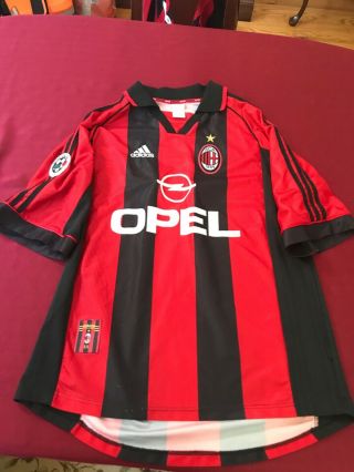 Ac Milan Adidas 1998 - 99 Home Kit Jersey Size Large (l) Serie A Calcio