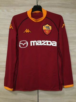 As Roma 2002 - 2003 Home Football Soccer Kappa Long Sleeve Shirt Jersey Size S