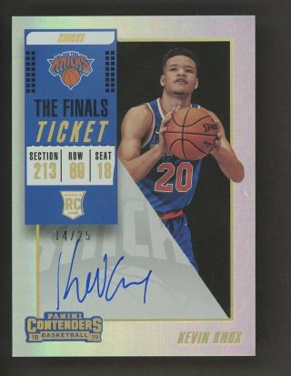 2018 - 19 Panini Contenders The Finals Ticket Kevin Knox Rc Rookie Auto 14/25