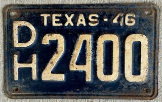 1946 Texas License Plate Dh 2400