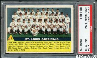 1956 Topps 134 St.  Louis Cardinals Team Psa 8 Nm - Mt [gray Back] Stan Musial