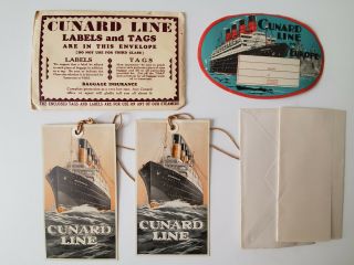 1930s Cunard Steam Ship Aquitania Mauretania Labels,  Tags & Stationary