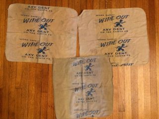 3 Vintage Santa Fe Railroad Work Safely Wipe Out Axy Dent Cloth Shop Rags