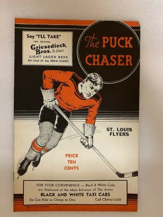 St Louis Flyers 1938 - 39 Aha Championship Playoff Program March 1939 Tulsa Oilers