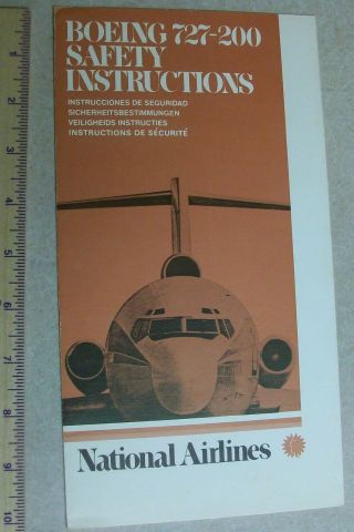 Vintage National Airlines Boeing 727 - 200 Safety Instructions On Plane Flight